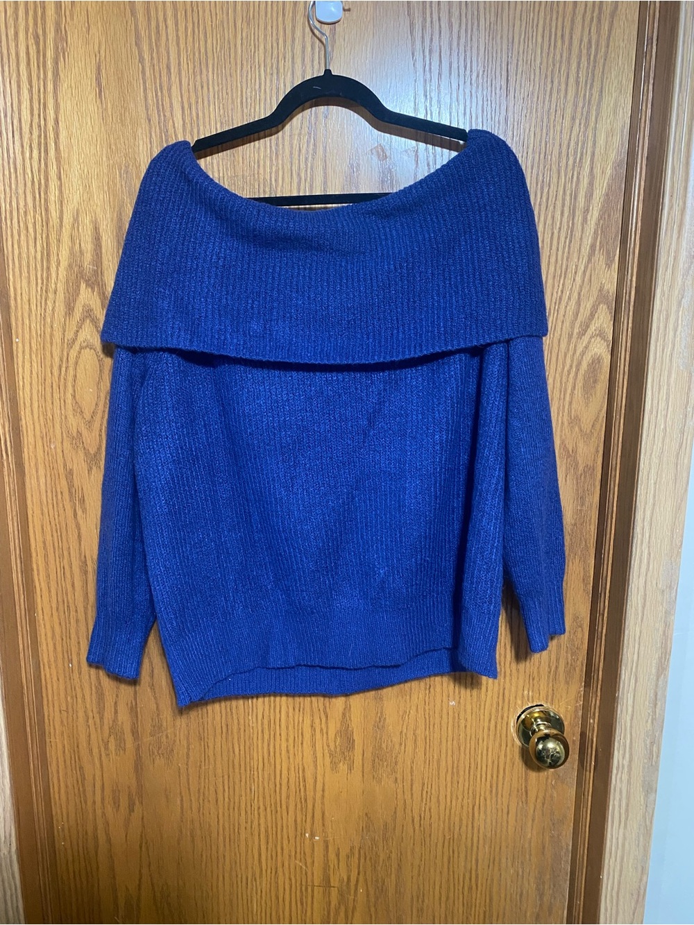 Off-Shoulder Royal Blue Women’s Sweater